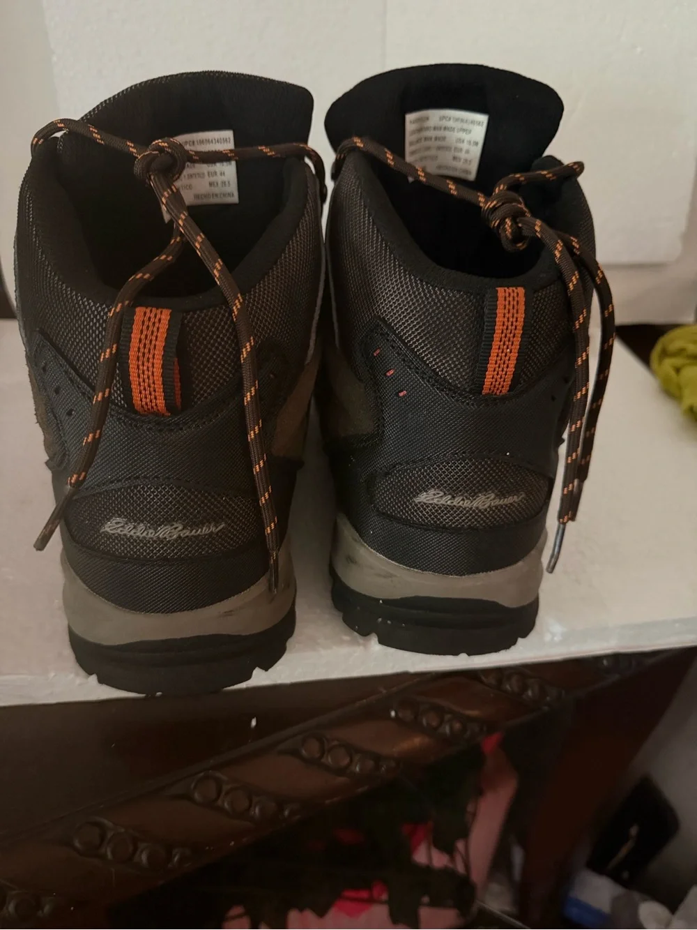 Eddie Bauer Brown Suede Hiking Boots with Orange Detail
